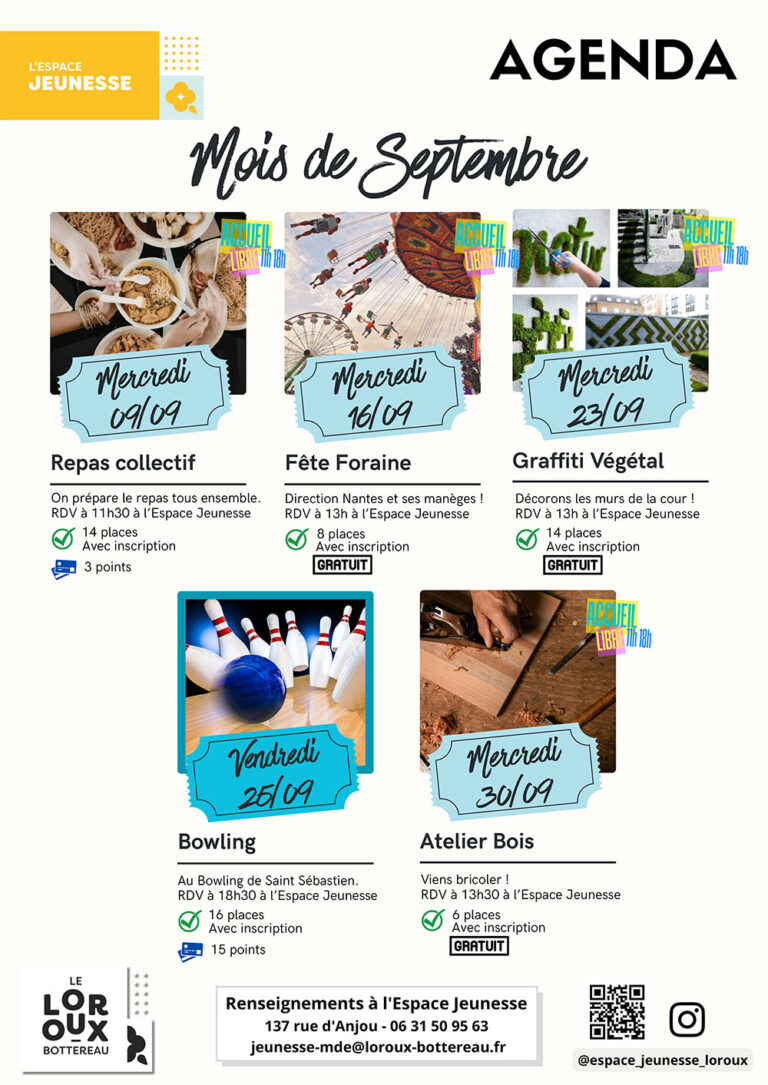 Programme Espace Jeunesse - Septembre 2026
